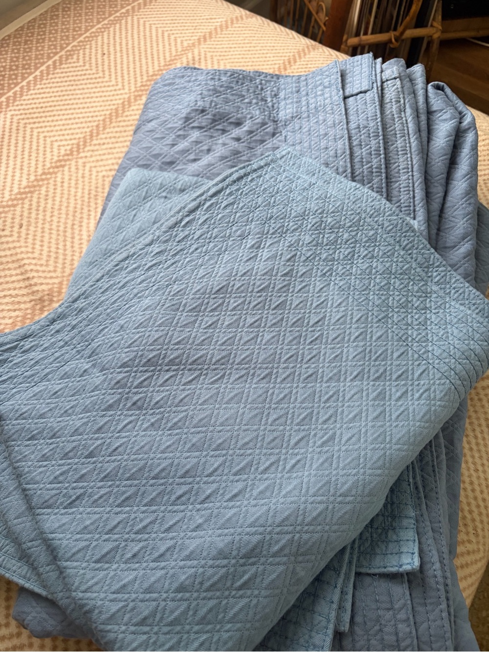 NEW Peacock Alley coverlet matalasse and 2 shams cornflower blue